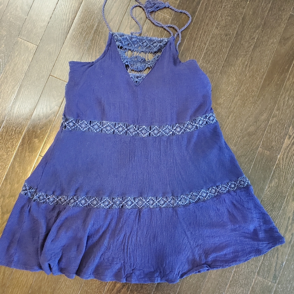 Ocean Drive Blue Crochet Detail Top